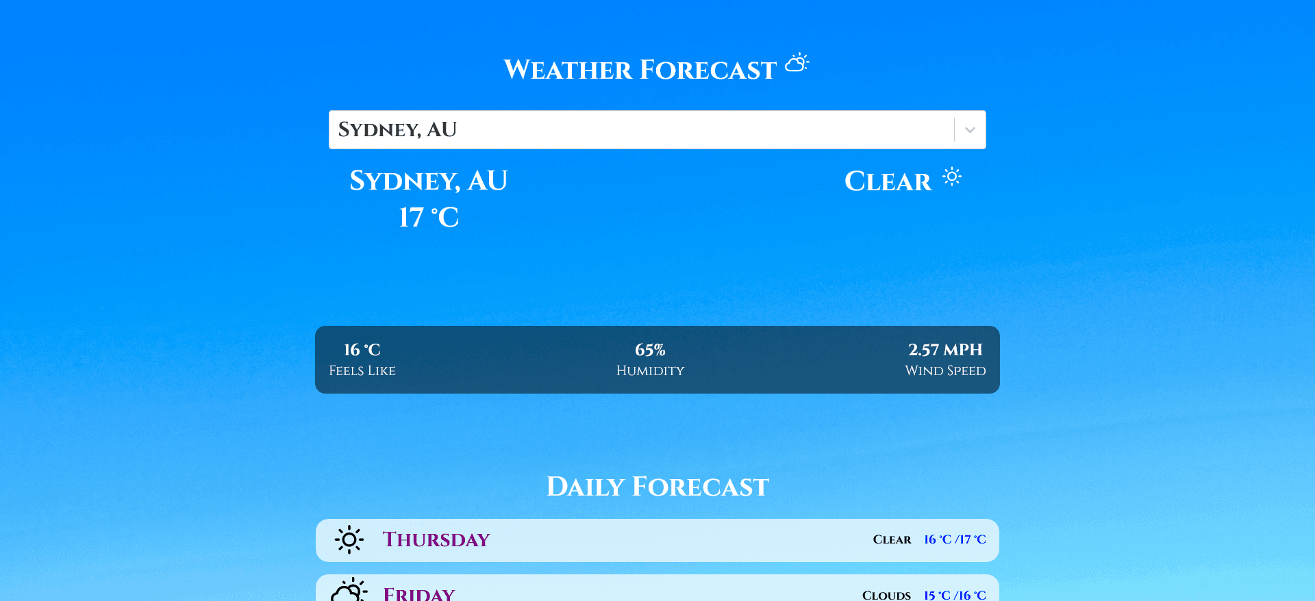 Weather Forecast project preview